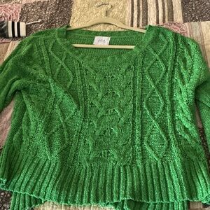 J.O.A. Vibrant Green Cable Knit Sweater